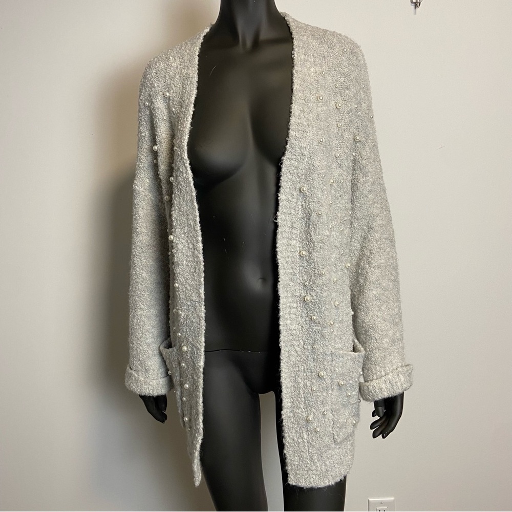 124. OUI faux pearl mohair open cardigan - Picture 3 of 7